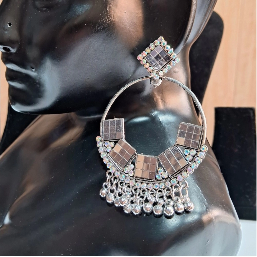 Generic Women's Silver Color Oxidised Earrings 