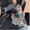 Generic Women's Silver Color Oxidised Earrings 