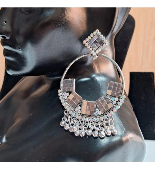 Generic Women's Silver Color Oxidised Earrings 