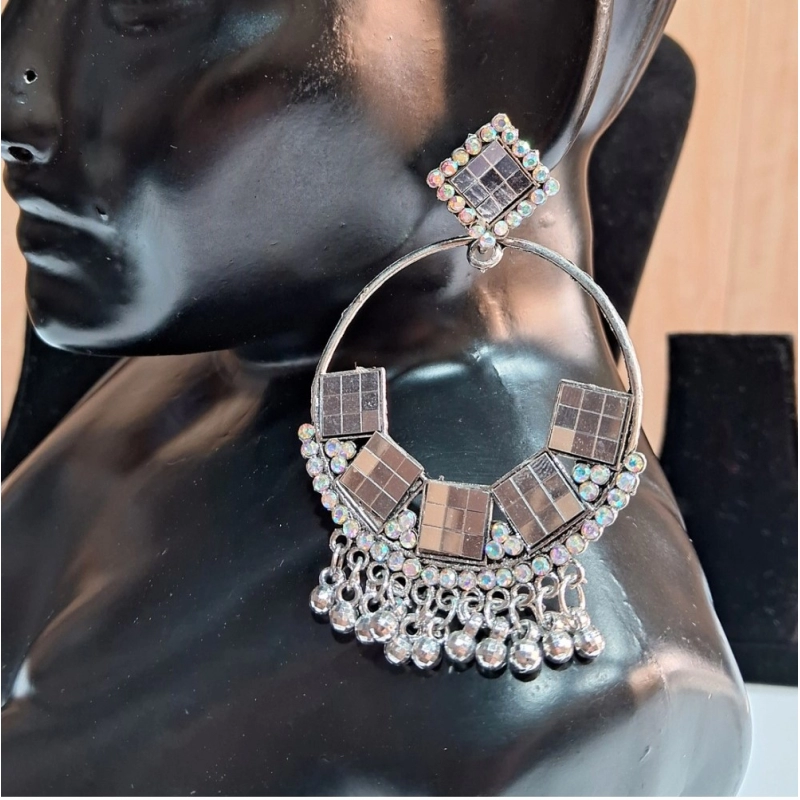 Generic Women's Silver Color Oxidised Earrings 