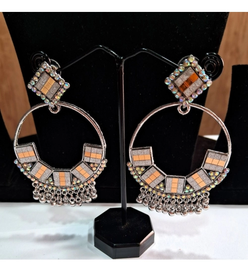 Generic Women's Gold &amp; Silver Color Oxidised Earrings 