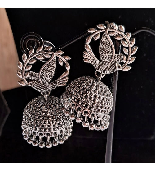 Generic Women's Silver Color Oxidised Earrings 