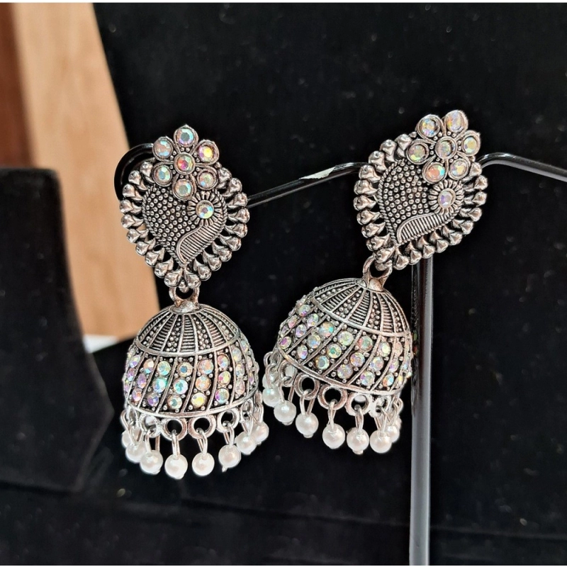 Generic Women's Silver Color Oxidised Earrings Generic Women's Silver Color Oxidised Earrings