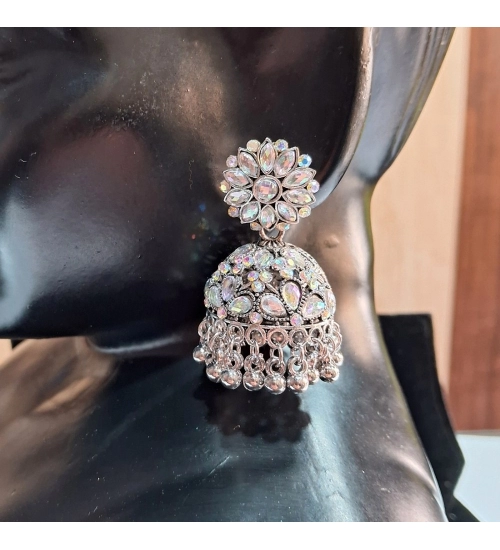 Generic Women's Silver Color Oxidised Earrings 