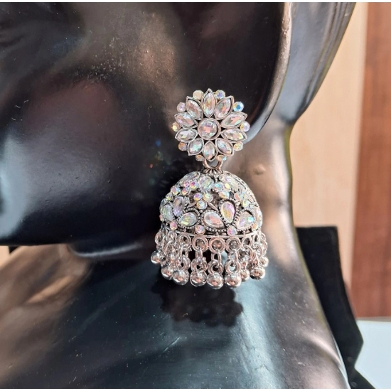 Generic Women's Silver Color Oxidised Earrings 