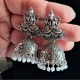 Generic Women's Silver Color Goddess Laxmi Temple Oxidised Earrings 