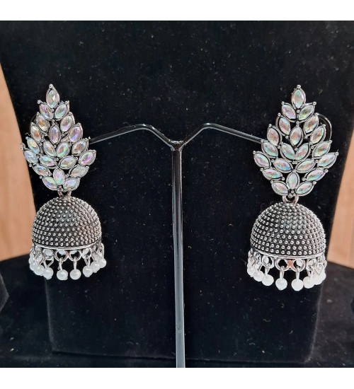 Generic Women's Silver Color Oxidised Earrings 