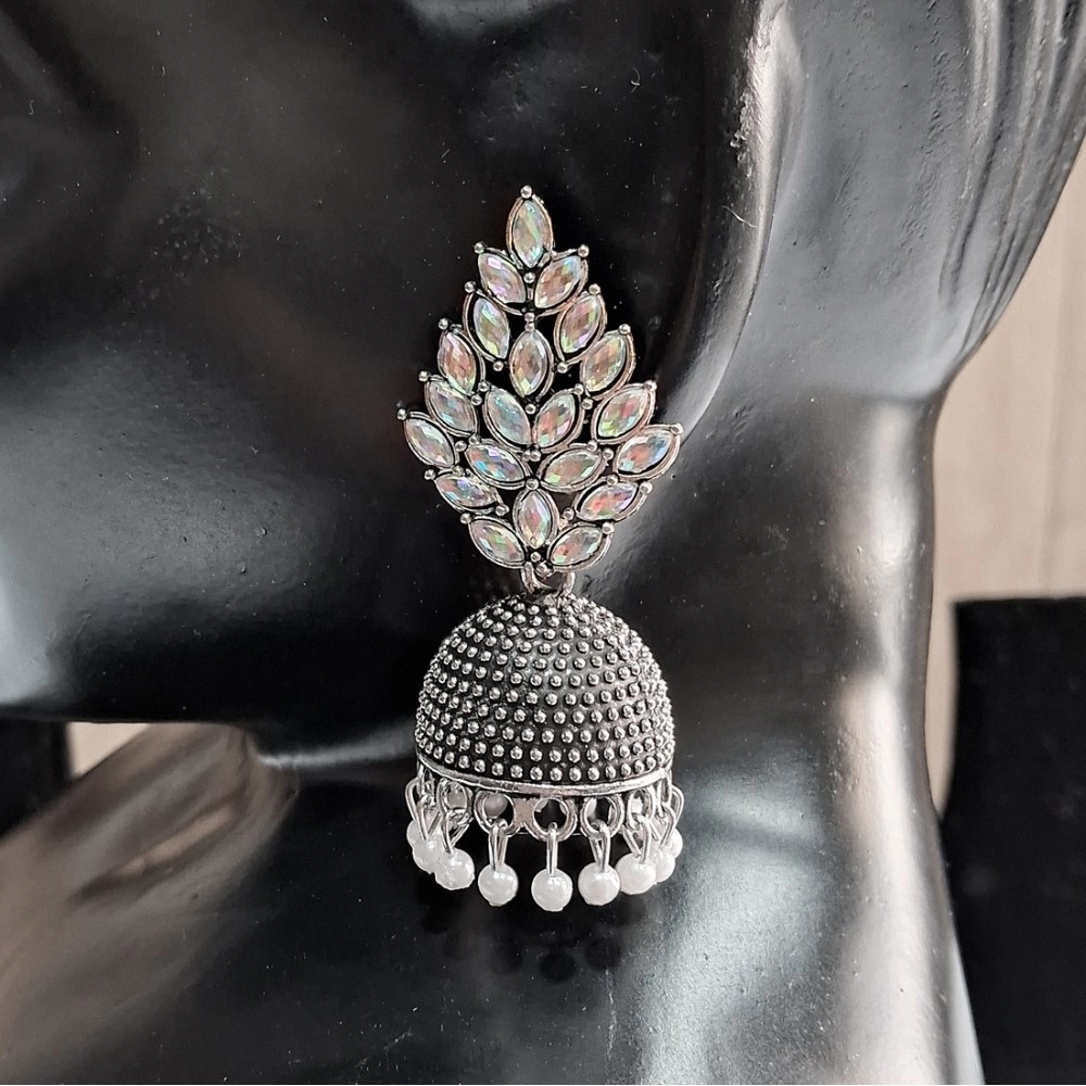 Generic Women's Silver Color Oxidised Earrings 