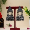 Generic Women's Silver Color Oxidised Big Jhumka Earrings 