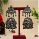 Generic Women's Black Color Oxidised Big Jhumka Earrings 