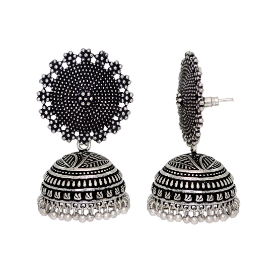 Generic Women's Oxidised Silver Plated Handmade Jhumka Brass Earrings Generic Women's Oxidised Silver Plated Handmade Jhumka Brass Earrings