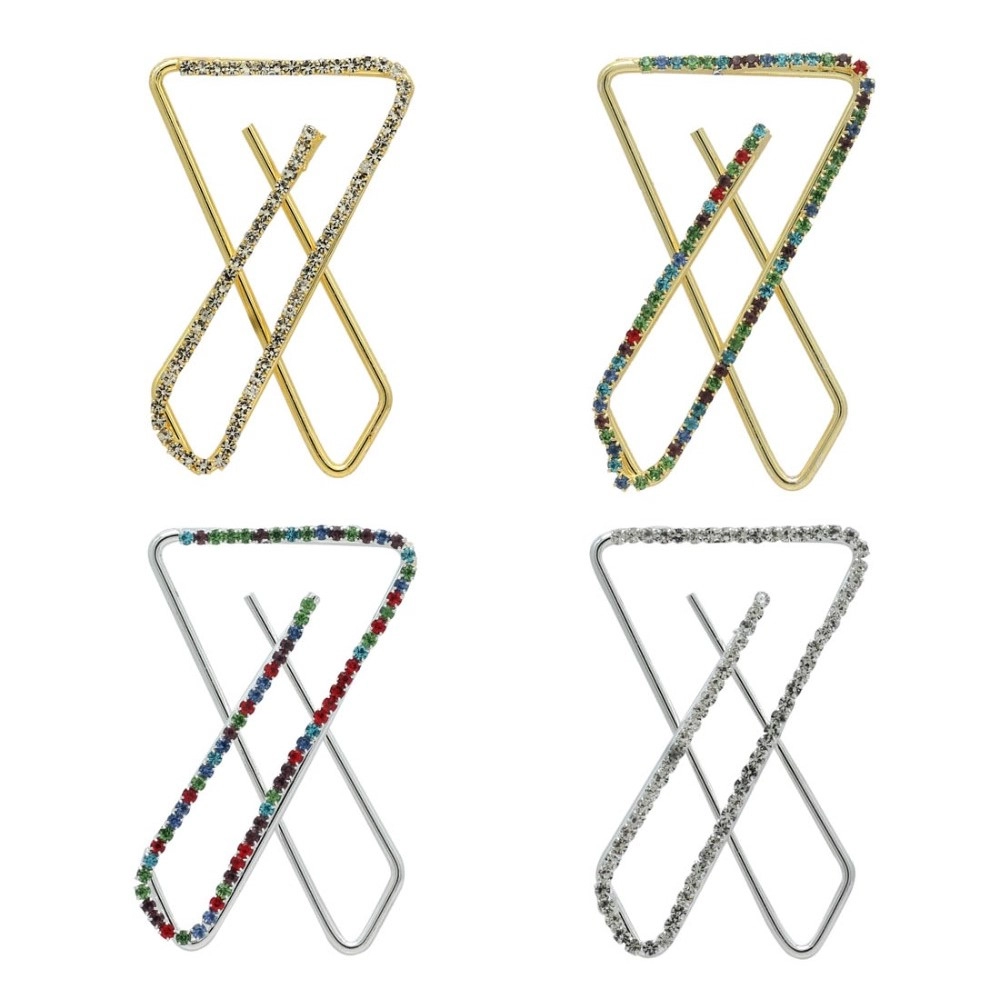 Generic Women's Multi Color Use Saree Hijab Pins Safety Pins Stone Brooch Clip On X Pins For Women Combo Of 4 Pieces 