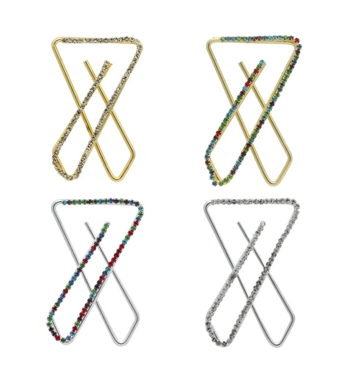 Generic Women's Multi Color Use Saree Hijab Pins Safety Pins Stone Brooch Clip On X Pins For Women Combo Of 4 Pieces 