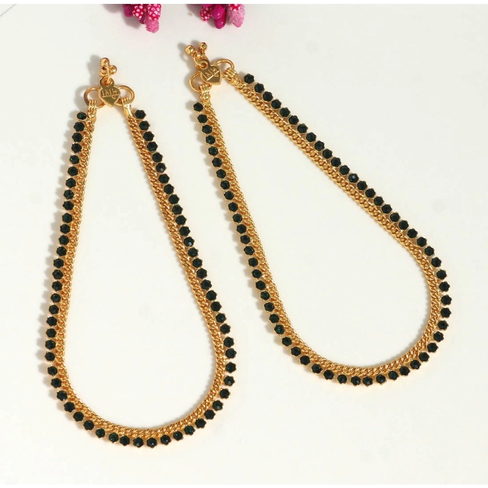 Generic Women's Green Color Rhinestone Anklets (Free Size: Upto 10&quot;) 