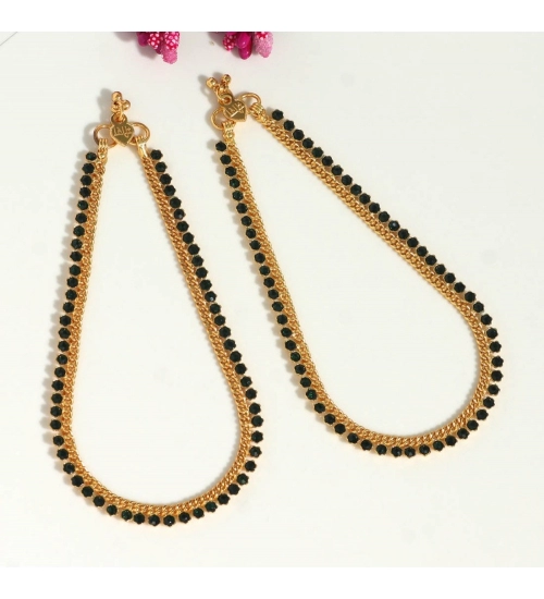 Generic Women's Green Color Rhinestone Anklets (Free Size: Upto 10&quot;) 