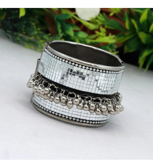 Generic Women's Silver Color Oxidised Adjustable Bracelet 