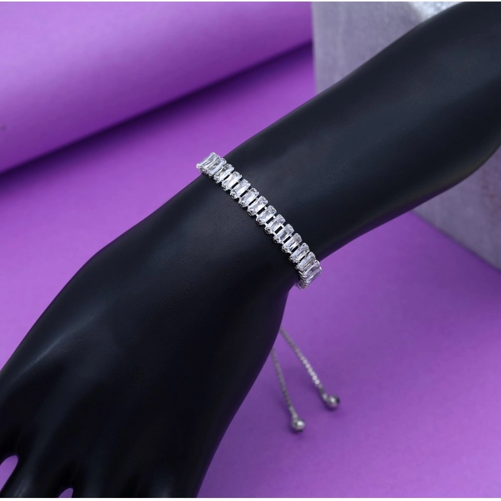 Generic Women's Silver Color Rhinestone Adjustable Bracelet 