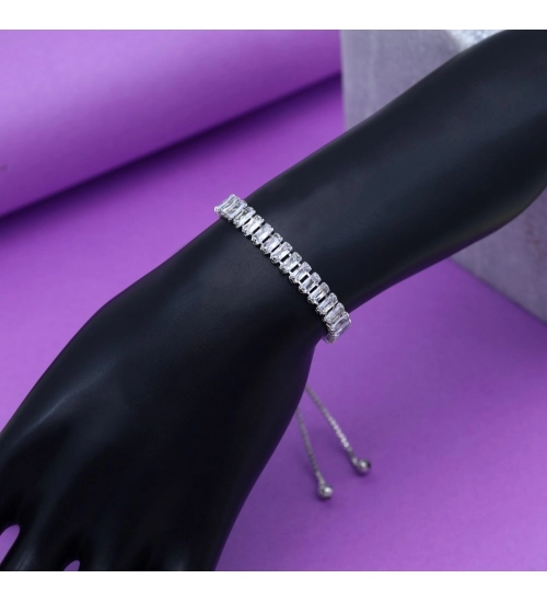 Generic Women's Silver Color Rhinestone Adjustable Bracelet 