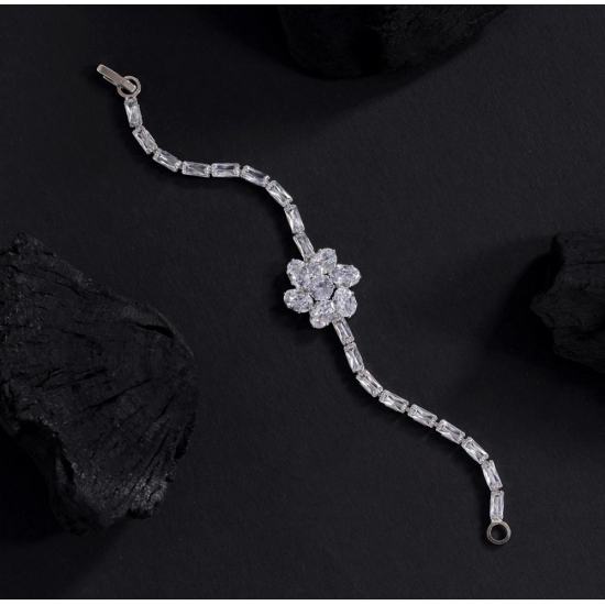 Generic Women's White Color Rhinestone Adjustable Bracelet 