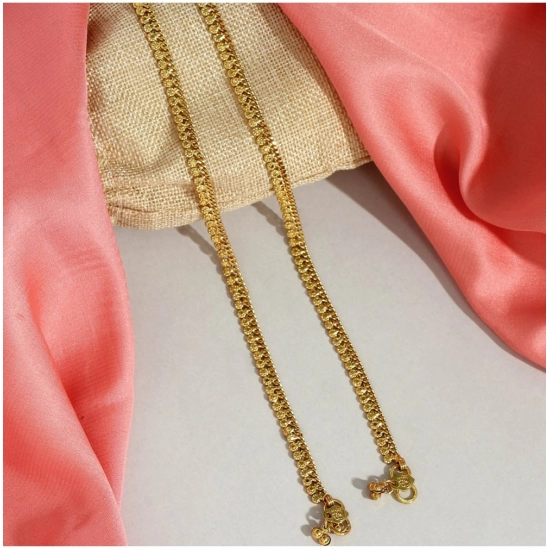 Generic Women's Gold Color Anklets (Free Size: Upto 10") 