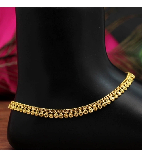 Generic Women's Gold Color Anklets (Free Size: Upto 10&quot;) 