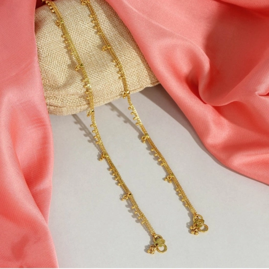 Generic Women's Gold Color Anklets (Free Size: Upto 10") 