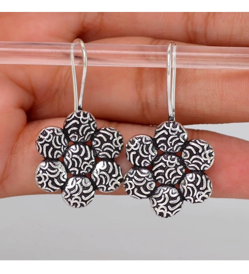 Generic Women's New Designer Flower Shape Handmade Indian Traditional Oxidised Stud Earrings 
