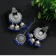 Generic Women's Blue Color Oxidised Earrings Tikka Set 