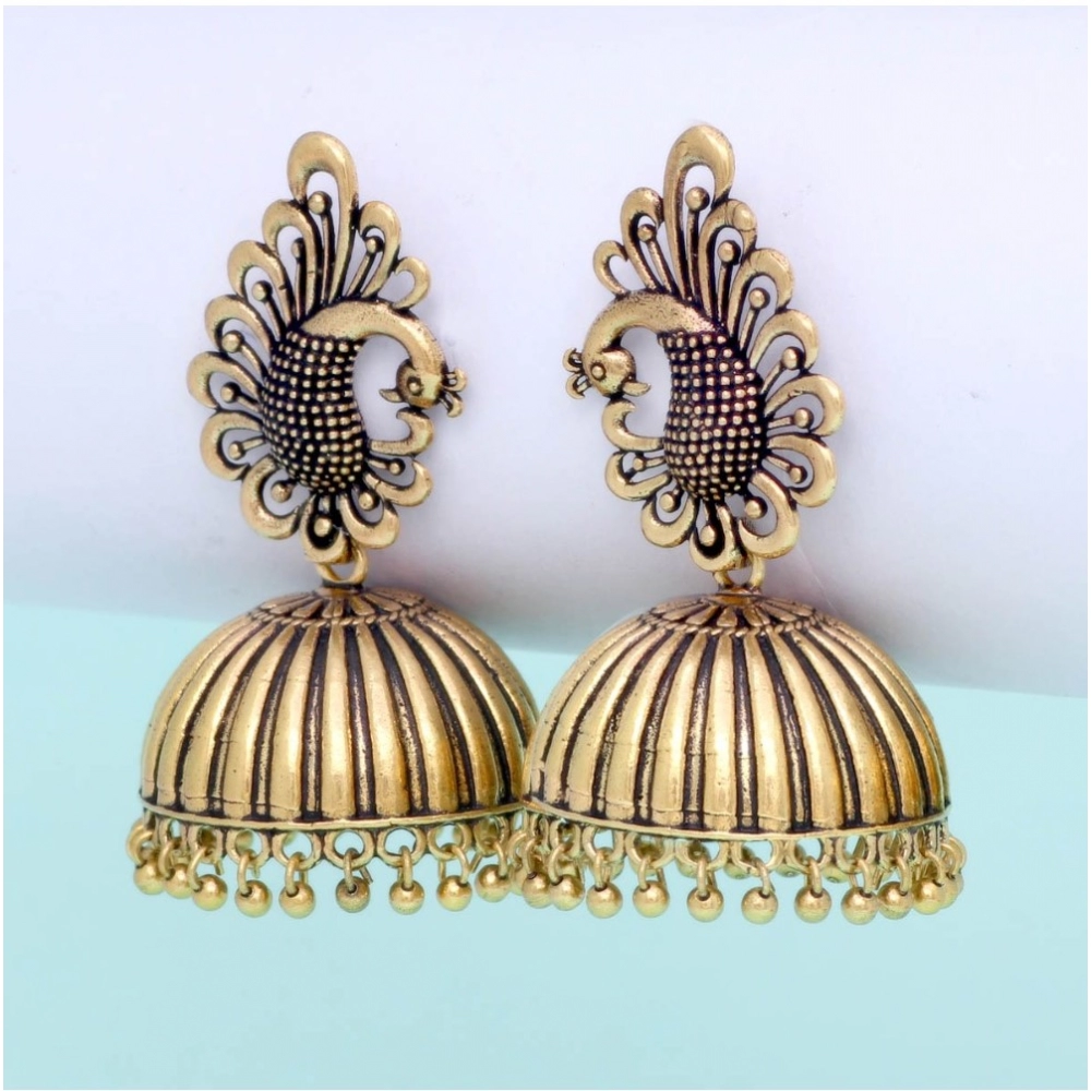 Generic Women's Ethnic Party Wear Oxidised Jhumka Earrings 