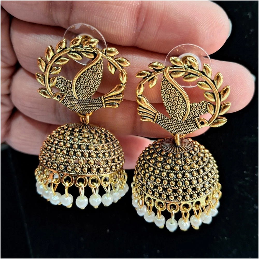 Generic Women's Gold Color Oxidised Earrings 