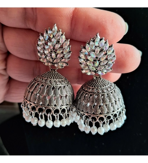 Generic Women's Silver Color Oxidised Earrings 