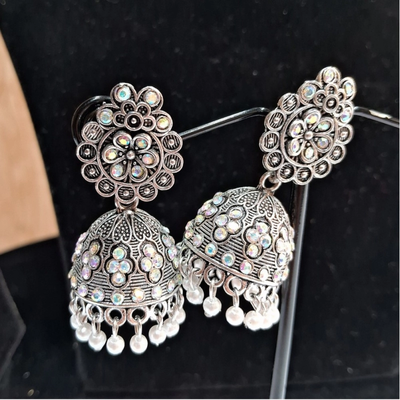 Generic Women's Silver Color Oxidised Earrings Generic Women's Silver Color Oxidised Earrings