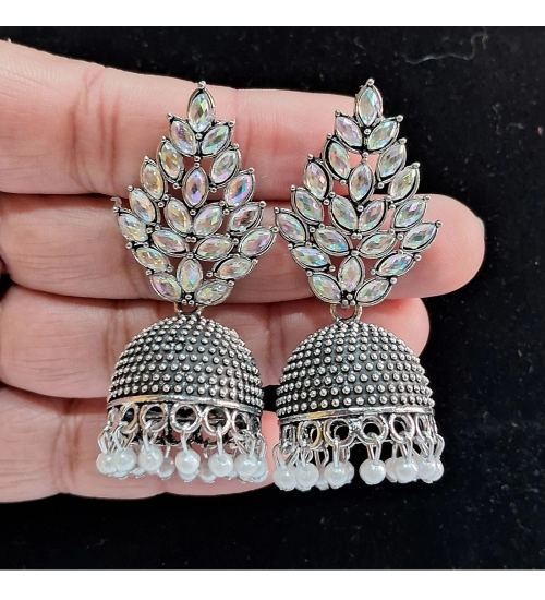 Generic Women's Silver Color Oxidised Earrings 