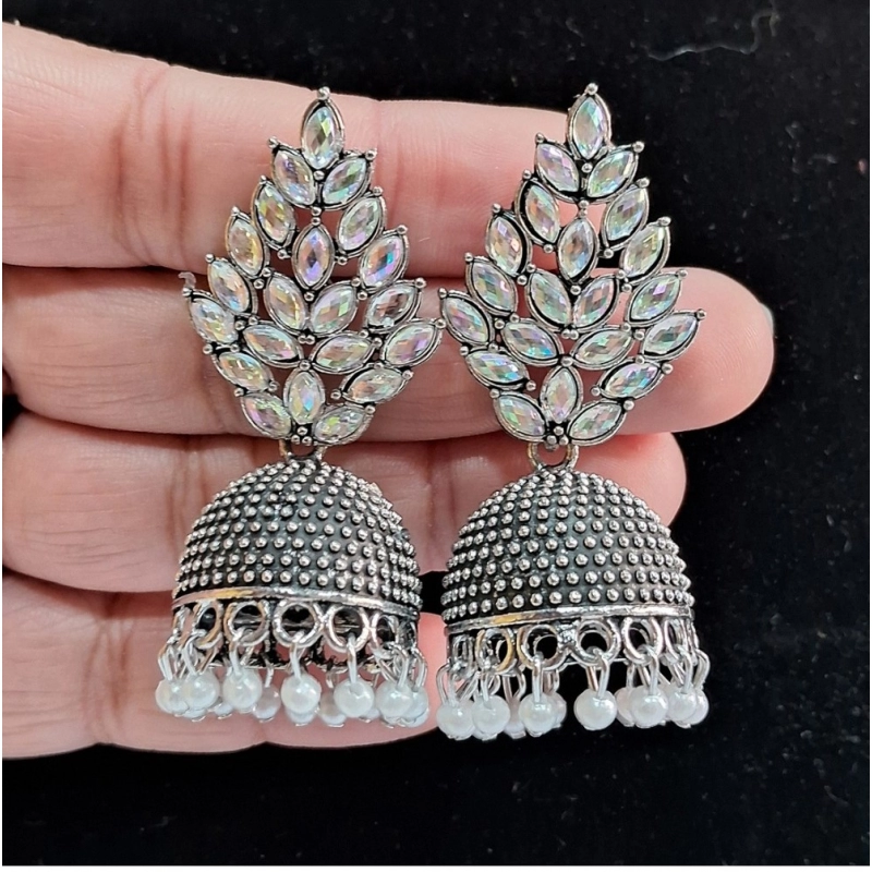 Generic Women's Silver Color Oxidised Earrings 