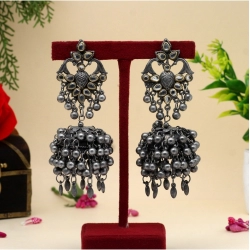 Generic Women's Silver Color Oxidised Earrings 