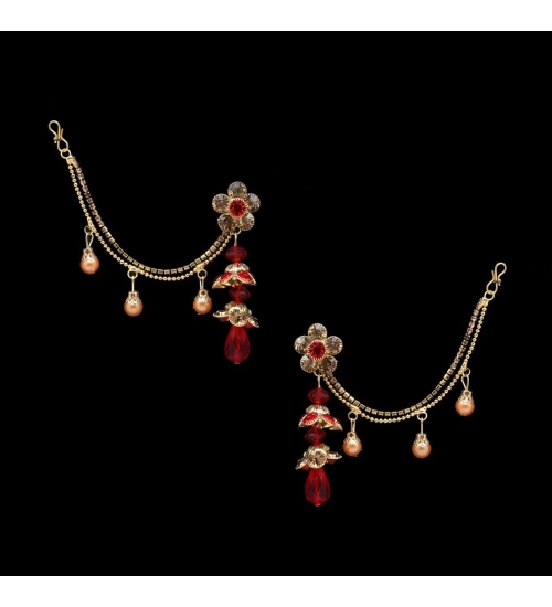 Generic Women's Red Color Bahubali Earrings 