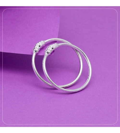 Generic Silver Color 1 Pair Of Oxidised Kids Bangles Size: 1.6 