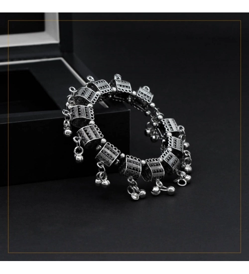 Generic Women's Silver Color Oxidised Adjustable Bracelet 