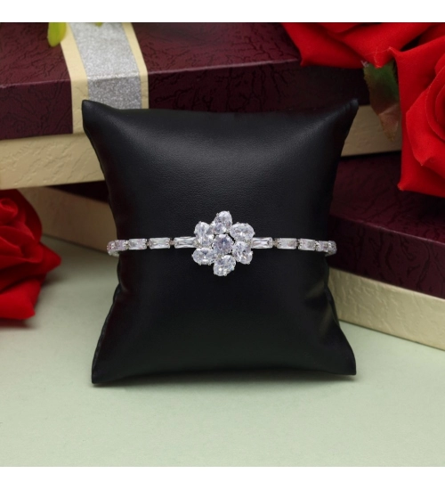 Generic Women's White Color Rhinestone Adjustable Bracelet 