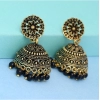 Generic Women's Rajasthani Traditional Wedding Collection Floral Design Gold Oxidised Black Color Jhumki Earrings 
