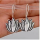 Generic Women's Lotus Oxidised Silver Plated Stud Dangler Earrings 