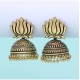 Generic Women's Handmade Gold Plated Lotus Shape Oxidised Jhumki 