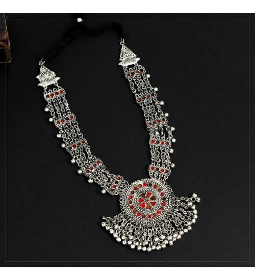 Generic Women's Multi Color Oxidised Meena Necklace 