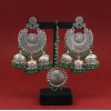 Generic Women's Green Color Oxidised Earrings Tikka Set 