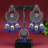 Generic Women's Blue Color Oxidised Earrings Tikka Set 