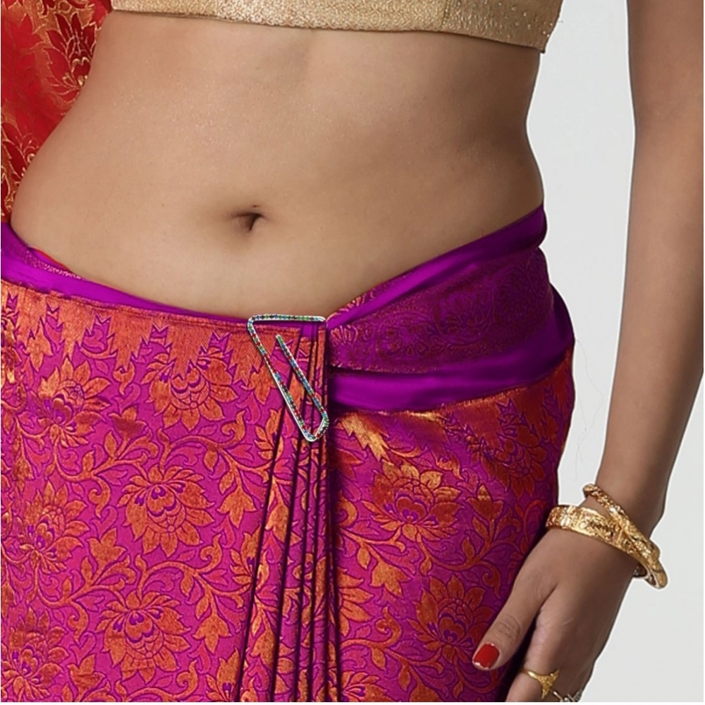 Generic Women's Multi Color Use Saree Hijab Pins Safety Pins Stone Brooch Clip On X Pins For Women Combo Of 4 Pieces 