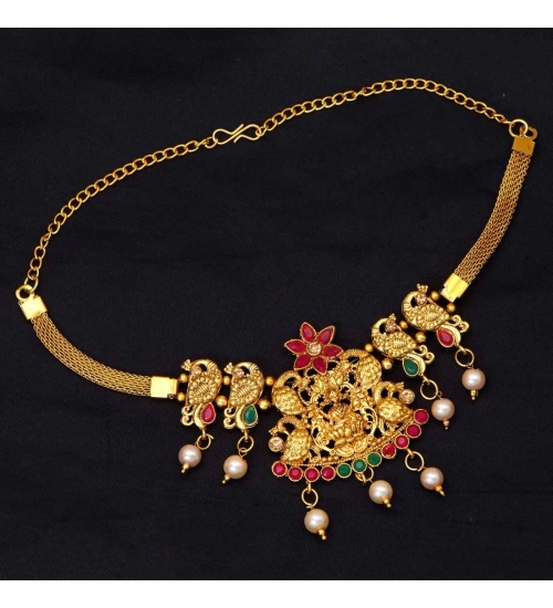 Generic Women's Maroon &amp; Green Color Glass Stone Bajuband Adjustable Chain