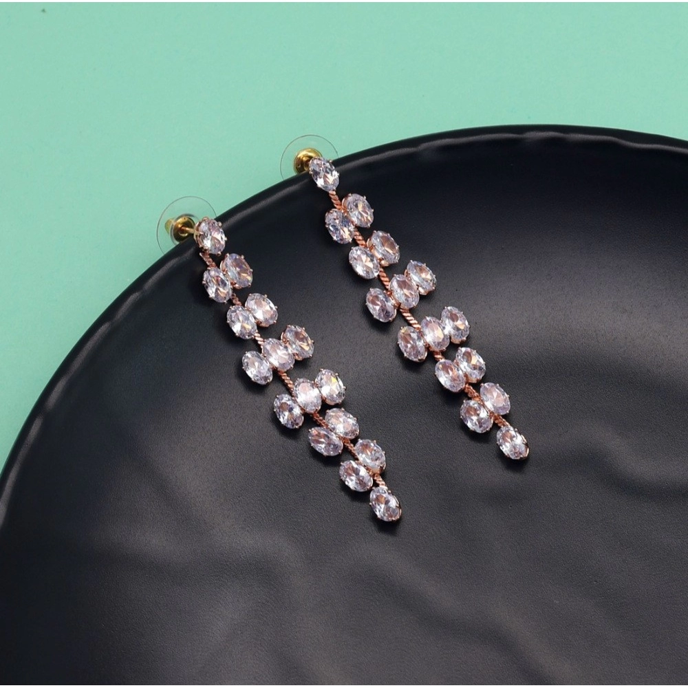 Generic Women's White Color Stone Rose Gold Earrings Generic Women's White Color Stone Rose Gold Earrings