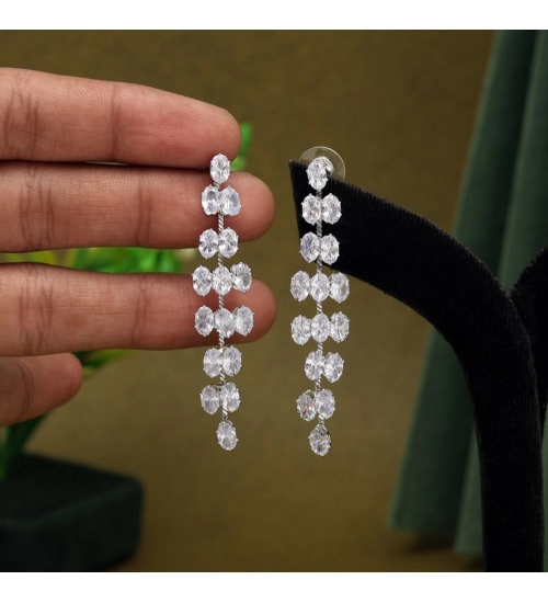 Generic Women's Silver Color Antique Stone Earrings 