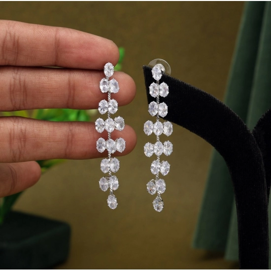 Generic Women's Silver Color Antique Stone Earrings 